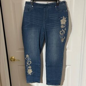 Chico’s Embroidered Blue Jeans